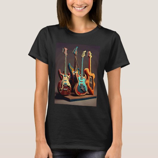T-shirt Electric Guitar Collection Cool Electric Guitars F (Devant)