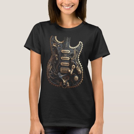 T-shirt Electric guitar music instrument Graphic steampunk (Devant)
