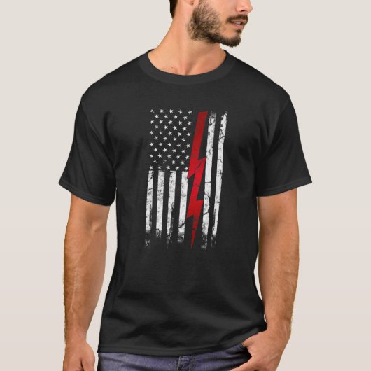 T-shirt Electrician American Flag Electrical Engineering (Devant)