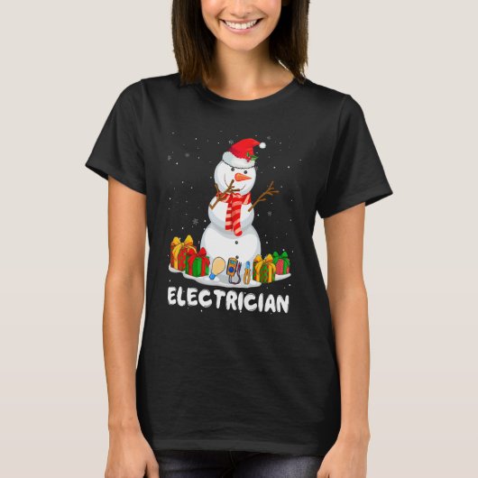 T-shirt Electrician Christmas Funny Snowman Xmas Holiday P (Devant)