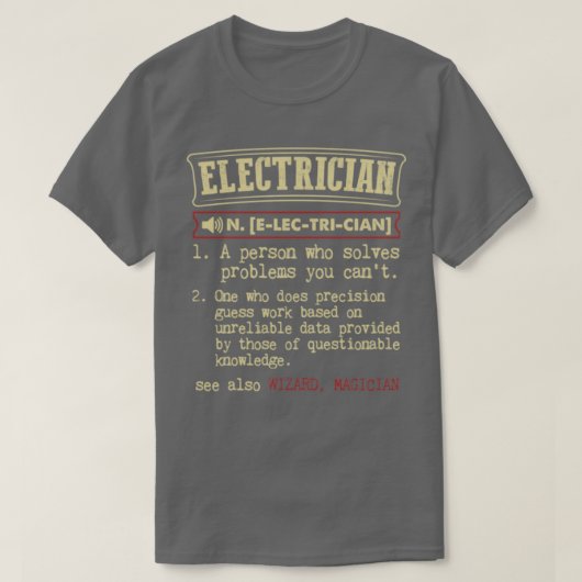 T-shirt Electrician see Wizard Magician (Design devant)