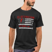 T-shirt Electrician USA Flag Tension Lineman Circuit Cable (Devant)