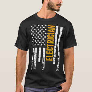 T-shirt Electricien American Flag Patriotique Lineman USA