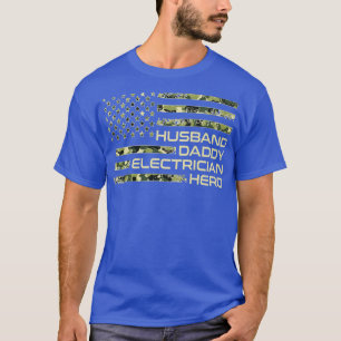 T-shirt Electricien Camoue US Drapeau Fête des pères Papa