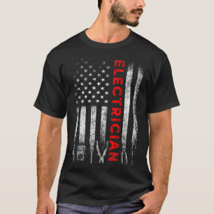 T-shirt Électricien Patriotique Drapeau Américain Fête des