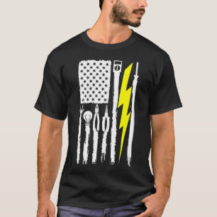 T-shirt Electricien US Drapeau Outils pour Electriciens 1