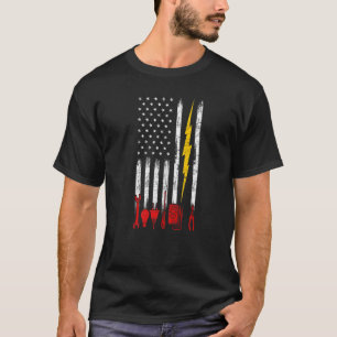 T-shirt Électricien Us Outils Drapeau Pour Électriciens