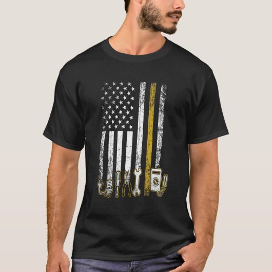 T-shirt Électricien Us Outils Drapeau Pour Électriciens (Devant)