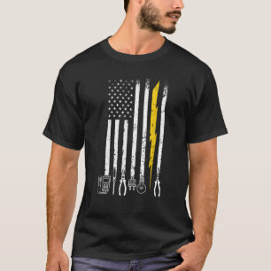 T-shirt Électricien US Outils Drapeau Pour Électriciens Te