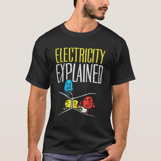 T-shirt Electricité Expliqué Funny Electricien Enseignant (Devant)