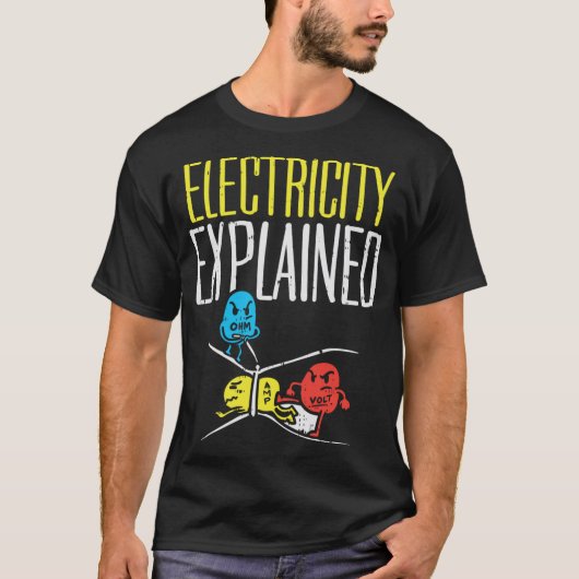 T-shirt Electricité Expliqué Funny Electricien Enseignant (Devant)