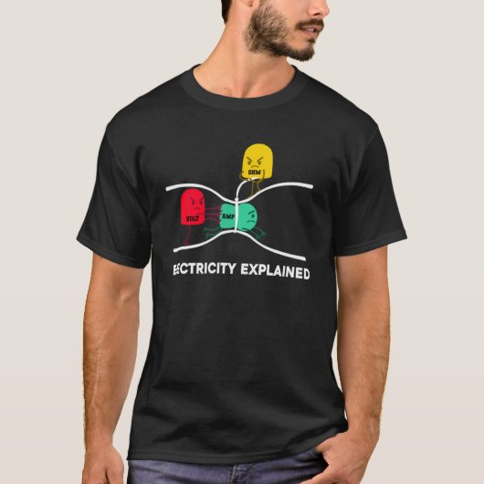 T-shirt Electricité Expliqué Ingénieur électrique Lineman (Devant)