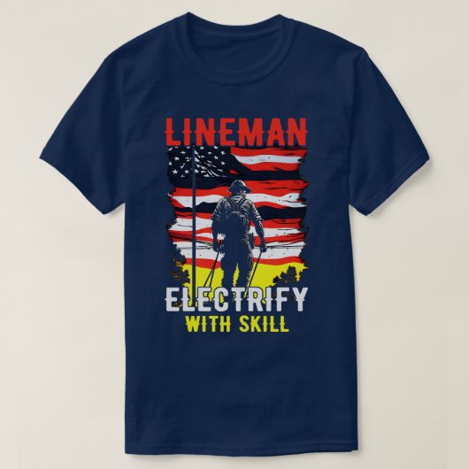 T-shirt Electrification de Lineman avec compétence 1 (Design devant)