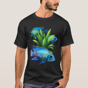 T-shirt Electrique Bleu Acara Cichlids Aquarium Poissons A