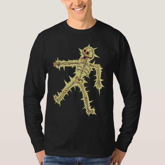 T-shirt Electrocuted Skeleton Halloween (Devant)