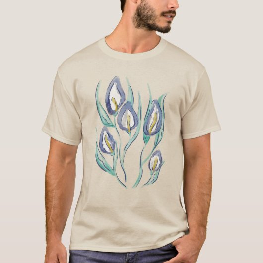 T-shirt Élégance Abstraite : Aquarelle Violet Lys Calla (Devant)