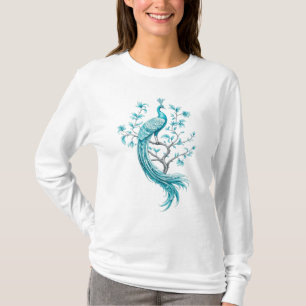 T-shirt Élégance Azur – Art Botanique Paon