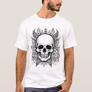 T-shirt Élégance Crânienne : Design Gothique Minimaliste
