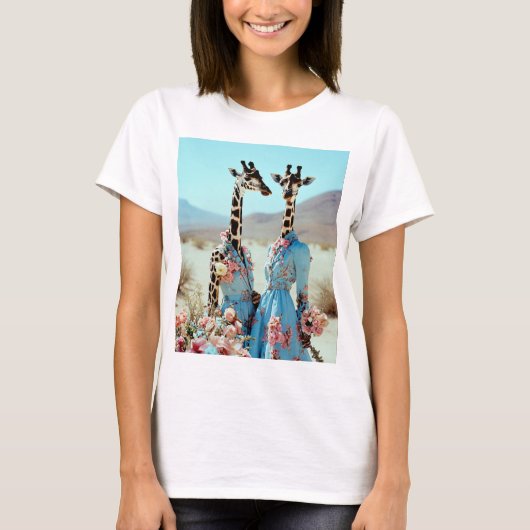 T-shirt "Elégance du désert : Giraffes en Couture" (Devant)