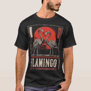 T-shirt Élégance en miroir - Flamants roses au clair de lu