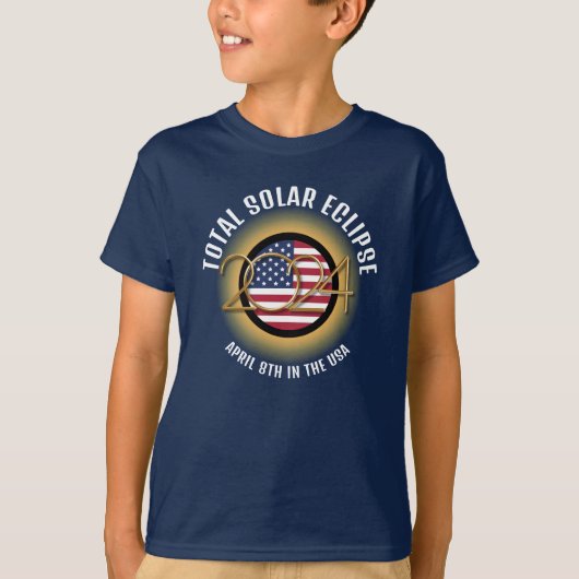 T-shirt Élégant 2024 TOTAL SOLAR ECLIPSE USA Drapeau Enfan (Devant)