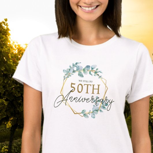 T-shirt Élégant 50e anniversaire de Mariage de la florale