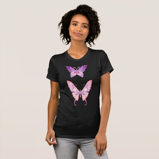 T-shirt élégant à papillon violet Duo (Devant entier)
