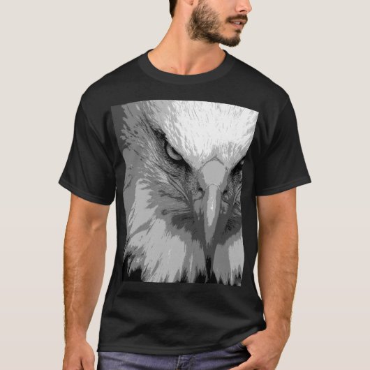 T-shirt Elégant Aigle animal Visage Modèle Hommes Noir (Devant)