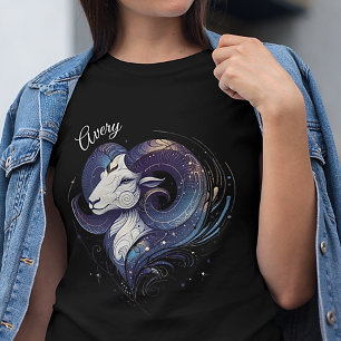 T-shirt Elégant Aquarelle Béliers Zodiac Personnalisé