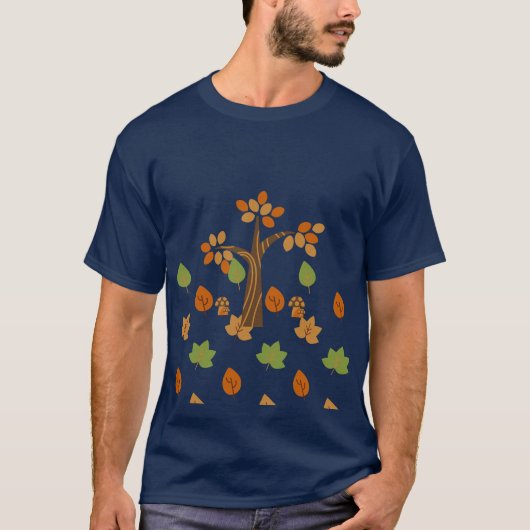 T-shirt Élégant arbre et feuille de automne élégant (Devant)