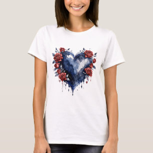T-shirt Élégant arrangement rose avec feuillage doré