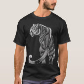 T-shirt Elegant Black and White Leopard - Leopard Line Art (Devant)