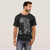 T-shirt Elegant Black and White Leopard - Leopard Line Art (Devant entier)