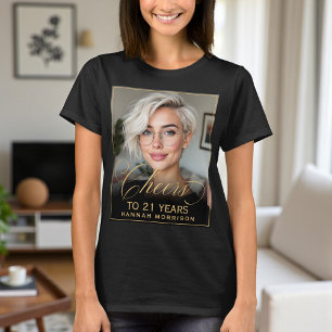 T-shirt Elégant Black & Gold 21ème anniversaire de la fête