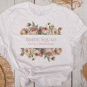 T-shirt Elégant Blush Dusty Rose Peonies Bridal Squad