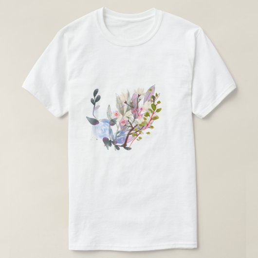 T-Shirt Elegant Botanical Flower & Leaf Art  (Design devant)