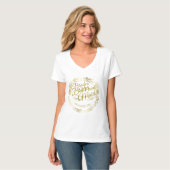 T-shirt Élégant Bridesmaid Fancy Mariage frontière or (Devant entier)