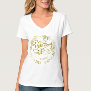 T-shirt Élégant Bridesmaid Fancy Mariage frontière or