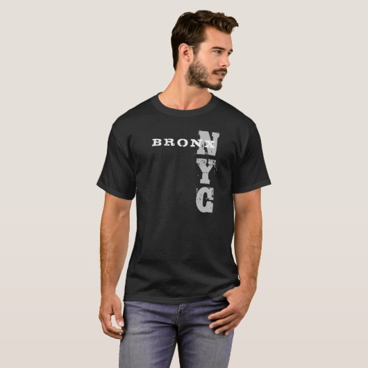 T-shirt Élégant Bronx Nyc Texte noir Design créatif (Devant entier)