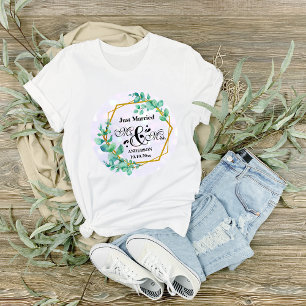 T-shirt Elégant cadre géométrique or avec Eucalyptus Leave