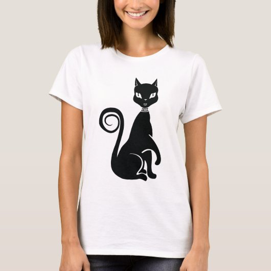 T-shirt Élégant chat noir (Devant)