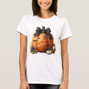T-shirt Élégant Citrouille d'Halloween avec cabot noir