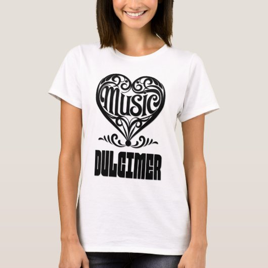 T-shirt Elégant Coeur défilé pour les amateurs de Dulcimer (Devant)