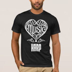 T-shirt Elégant Coeur défilé pour les amoureux de la harpe