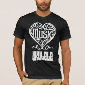 T-shirt Elégant coeur défilé pour les amoureux d'Ukulele (Devant)