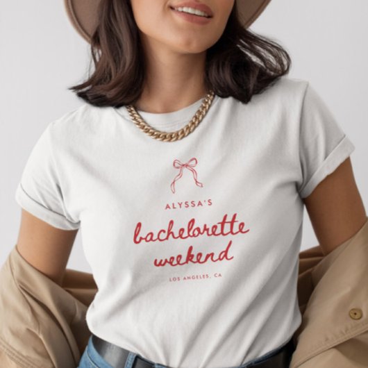 T-shirt Elegant Coquette Bow Custom Bachelorette Weekend