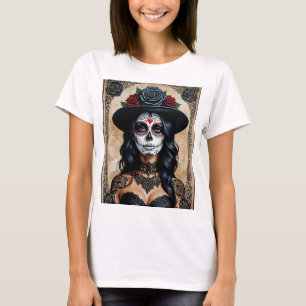 T-shirt Elégant crâne de sucre gothique Jour du Tee Mort