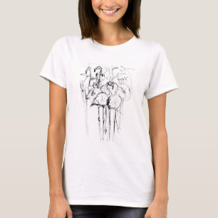 T-shirt Elégant croquis de Flamant rose