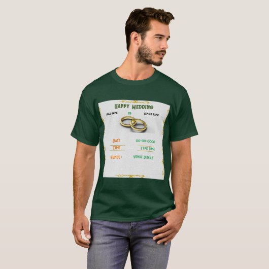 T-shirt Élégant Custom Deep Forest Mariage Couple's Green (Devant entier)