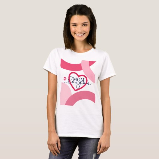 T-shirt Elegant design texte Maman I Love You With Heart (Devant entier)
